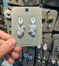Oval Stud Pearl Leaf Drop Earrings - W3-0554