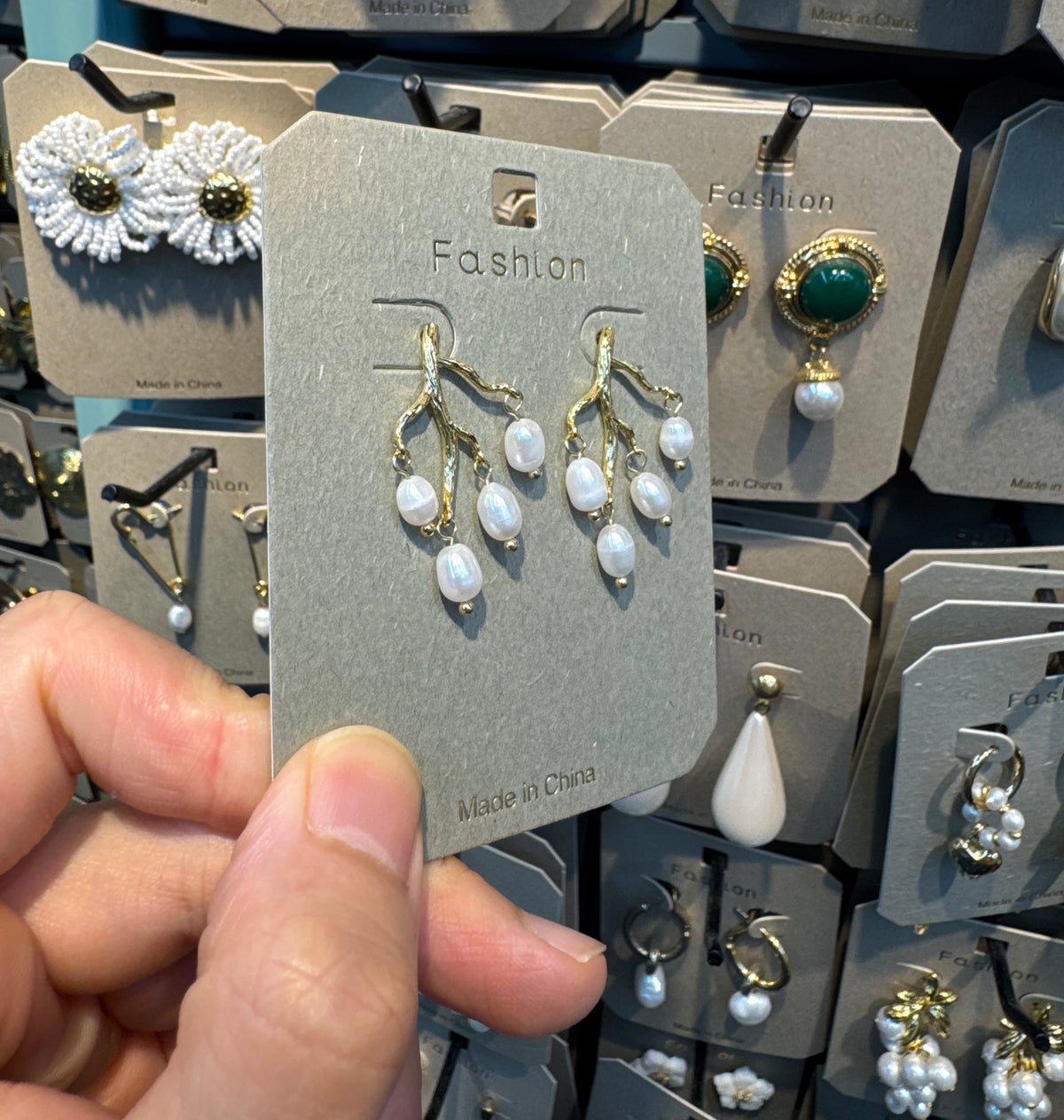 Pearl Cluster Branch Earrings - W3-0556