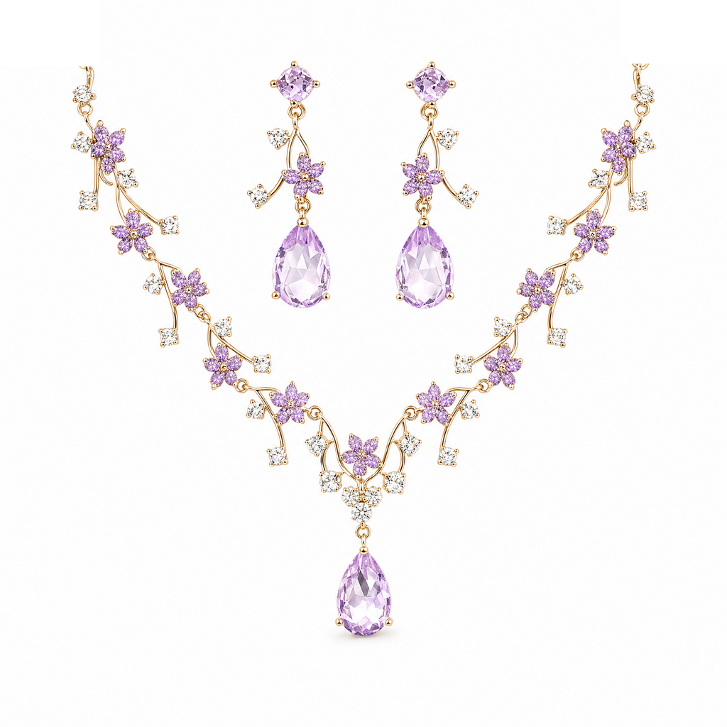 Two-Piece Teardrop Crystal Floral Set