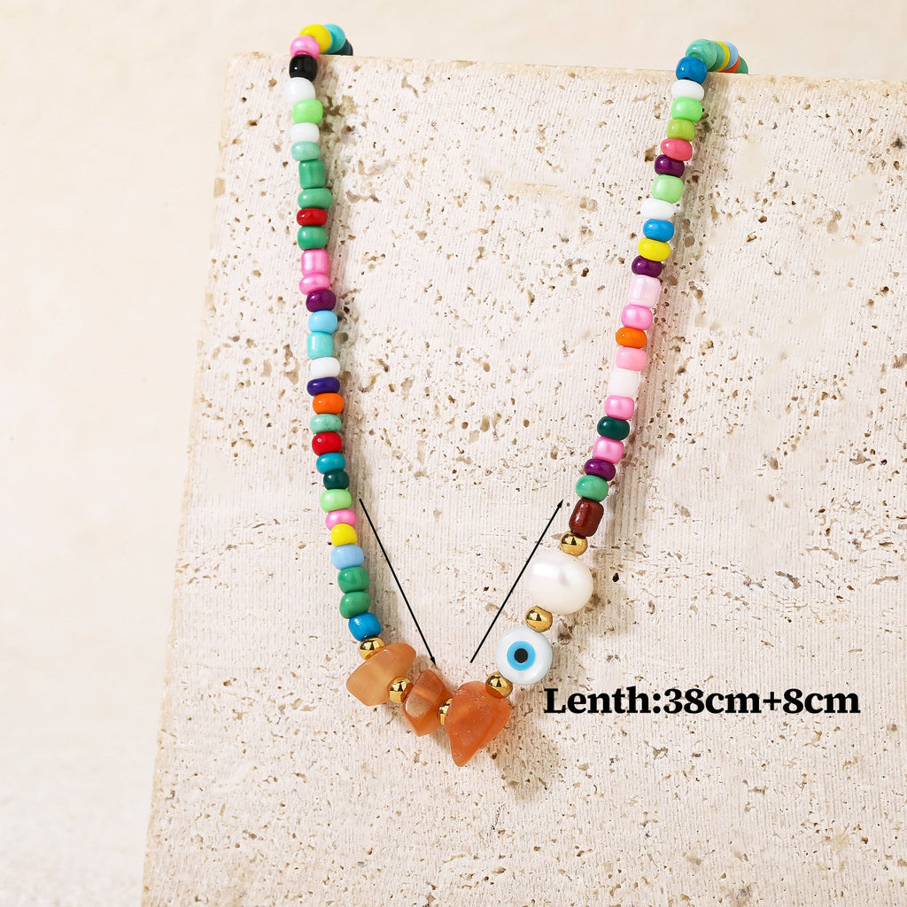 Colorful Beaded Evil-Eye Boho Choker