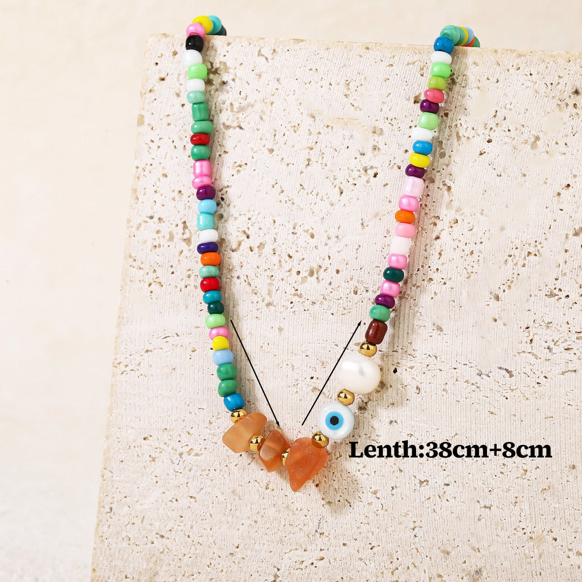 Colorful Beaded Evil-Eye Boho Choker