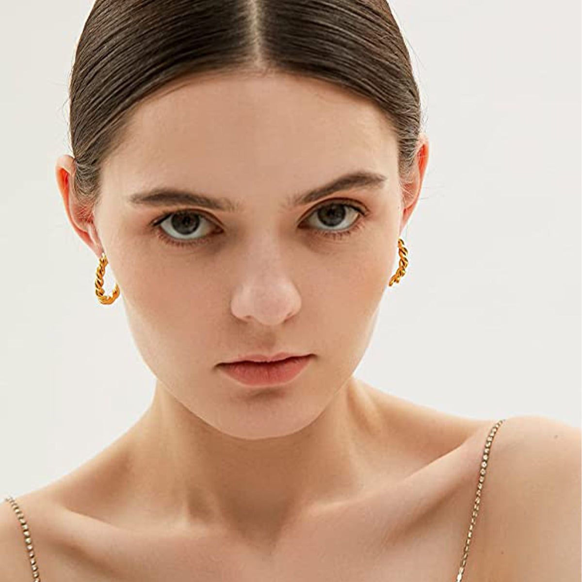 Open C-Shaped Twisted Rope Half-Hoop Earrings