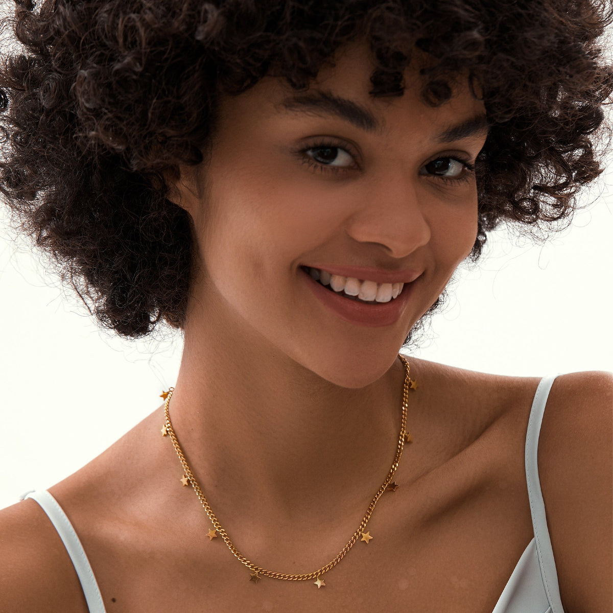 Curb-Chain Star Charm Necklace