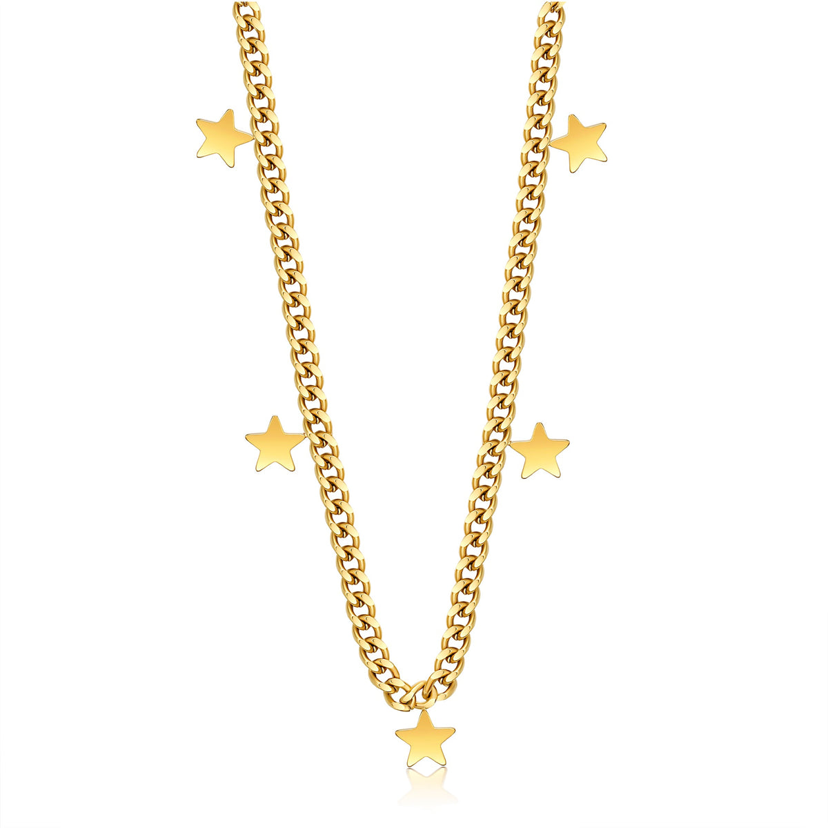 Curb-Chain Star Charm Necklace